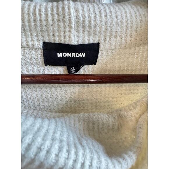 MONROW Cowl-Neck Waffle-Knit Sweater Women’s Size XL Thermal Lounge Pullover - Picture 3 of 10